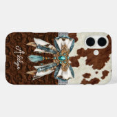 Rundleren Bruin Leren Gejewelde Strik Case-Mate iPhone Case (Achterkant (horizontaal))