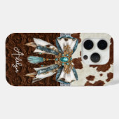 Rundleren Bruin Leren Gejewelde Strik Case-Mate iPhone Case (Achterkant (horizontaal))