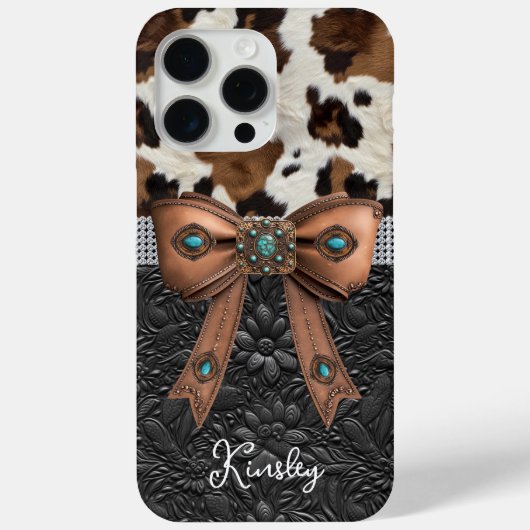 Rundleren zwart leer juwelen boog Case-Mate iPhone case (Achterkant)