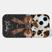 Rundleren zwarte lederen juwelen boog Case-Mate iPhone case (Achterkant (horizontaal))