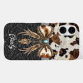 Rundleren Zwarte Leren Juweel Boog Case-Mate iPhone Case (Achterkant (horizontaal))