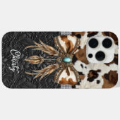 Rundleren Zwarte Leren Juweel Boog Case-Mate iPhone Case (Achterkant (horizontaal))