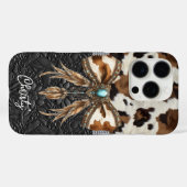 Rundleren Zwarte Leren Juweel Boog Case-Mate iPhone Case (Achterkant (horizontaal))
