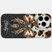 Rundleren Zwarte Leren Juweel Boog Case-Mate iPhone Case (Achterkant (horizontaal))