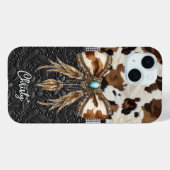 Rundleren Zwarte Leren Juweel Boog Case-Mate iPhone Case (Achterkant (horizontaal))