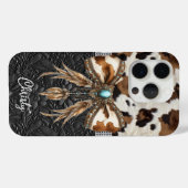 Rundleren Zwarte Leren Juweel Boog Case-Mate iPhone Case (Achterkant (horizontaal))