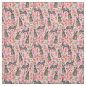 Rundvederroze floralen stof (Swatch)