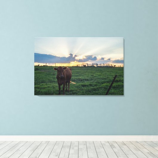 Rundvee Boerderij Sunset Canvas Afdruk (Insitu (Houten vloer))