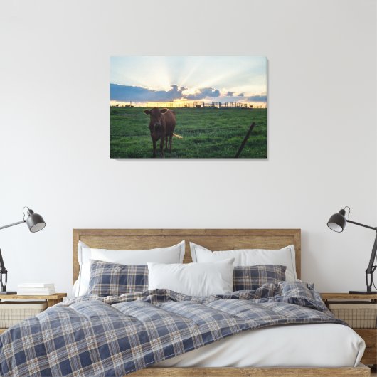 Rundvee Boerderij Sunset Canvas Afdruk (Insitu (Slaapkamer))