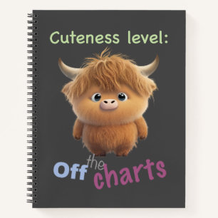 Rundvee Cuteness Level Leuk Schattig Funny Quote Notitieboek