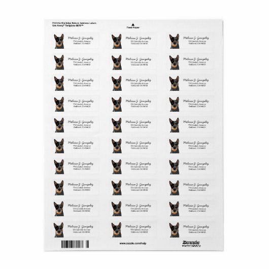 Rundvee Dog Blue Heeler Dog Etiket (Full Sheet)