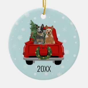 Rundvee Dogs rode vrachtwagen Keramisch Ornament