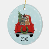 Rundvee Dogs rode vrachtwagen ornament (Links)