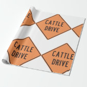 Rundvee Drive Road Sign Cadeaupapier (Uitgerold)