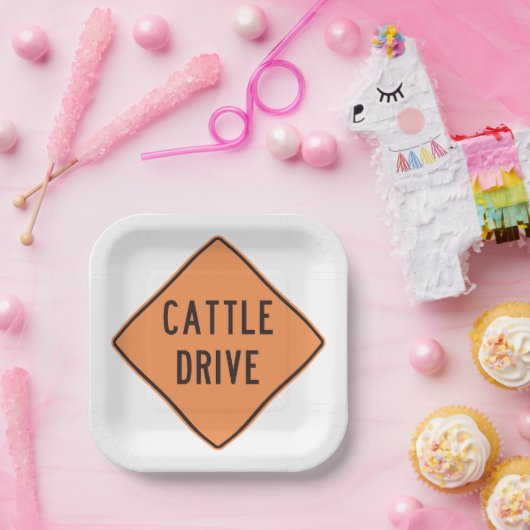 Rundvee Drive Road Sign Papieren Bordje (Feest)