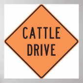Rundvee Drive Road Sign Poster (Voorkant)