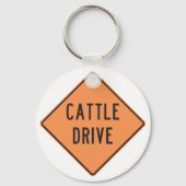 Rundvee Drive Road Sign Sleutelhanger (Voorkant)