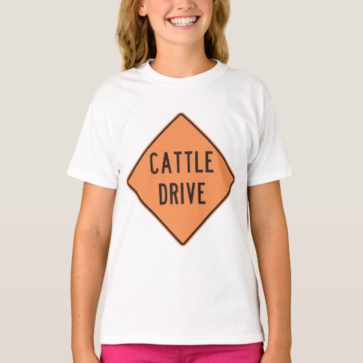 Rundvee Drive Road Sign T-shirt (Voorkant)