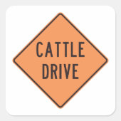Rundvee Drive Road Sign Vierkante Sticker (Voorkant)