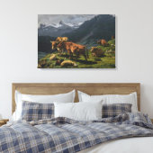 Rundvee en schapen in een Alpenlandschap Canvas Afdruk (Insitu (Slaapkamer))