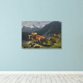 Rundvee en schapen in een Alpenlandschap Canvas Afdruk (Insitu (Houten vloer))
