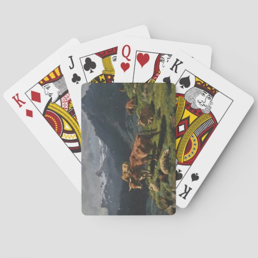 Rundvee en schapen in een Alpenlandschap Pokerkaarten (Achterkant)