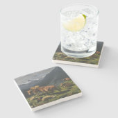 Rundvee en schapen in een Alpenlandschap Stenen Onderzetter (Zijkant)