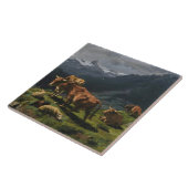 Rundvee en schapen in een Alpenlandschap Tegeltje (Zijkant)
