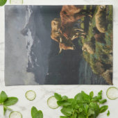 Rundvee en schapen in een Alpenlandschap Theedoek (Gevouwen)