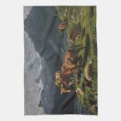 Rundvee en schapen in een Alpenlandschap Theedoek (Verticaal)