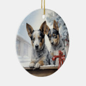  rundvee hond kerst keramisch ornament (Rechts)