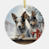  rundvee hond kerst keramisch ornament (Voorkant)