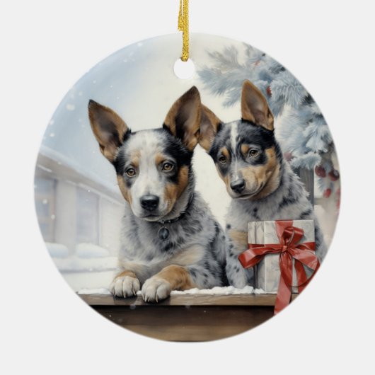  rundvee hond kerst keramisch ornament (Achterkant)