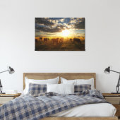Rundvee in het veld, zonsondergang canvas afdruk (Insitu (Slaapkamer))