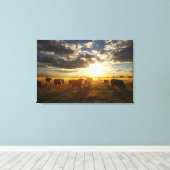 Rundvee in het veld, zonsondergang canvas afdruk (Insitu (Houten vloer))