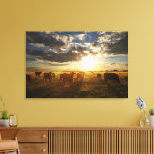 Rundvee in het veld, zonsondergang canvas afdruk (Insitu (Woonkamer))