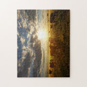 Rundvee in het veld, zonsondergang legpuzzel (Verticaal)
