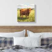Rundvee in Wildflower Meadow Canvas Afdruk (Insitu (Slaapkamer))