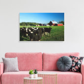 Rundvee met Rode Barn en de berg Rainier Canvas Afdruk (Insitu (Woonkamer))