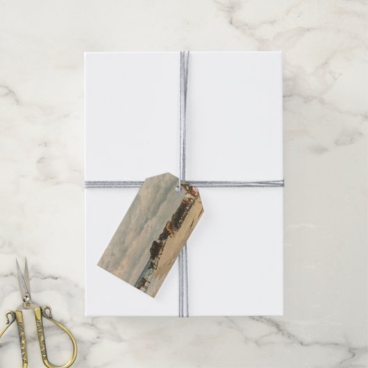 Rundvee naast het Zee (door Eugène Burnand) Cadeaulabel (Met Touw)