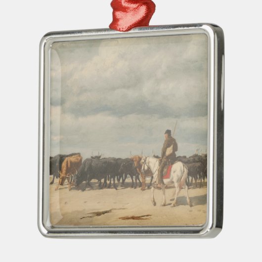 Rundvee naast het Zee (door Eugène Burnand) Metalen Ornament (Links)