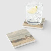 Rundvee naast het Zee (door Eugène Burnand) Stenen Onderzetter (Zijkant)