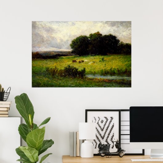 Rundvee nabij Stream - Edward Mitchell Banister Poster (Thuiskantoor)