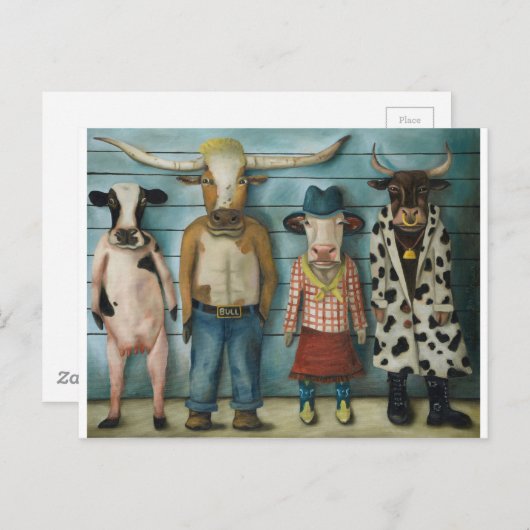 Rundvee omhoog briefkaart (Voorkant / Achterkant)