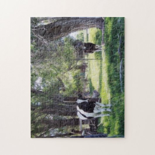 Rundvee onder de bomen legpuzzel (Verticaal)