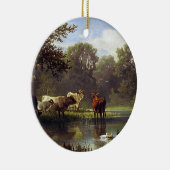 Rundvee op de Pond Keramisch Ornament (Rechts)