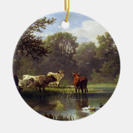 Rundvee op de Pond Keramisch Ornament