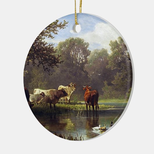 Rundvee op de Pond Keramisch Ornament (Links)