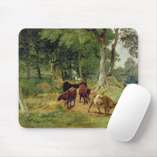 Rundvee op een Devonshire Lane Muismat (Met muis)