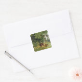 Rundvee op een Devonshire Lane Vierkante Sticker (Envelop)